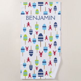 Serviette De Plage Bouée de homard rouge nautique Maison de plage per