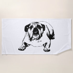 Serviette De Plage Bouledogue audacieux, saison douce