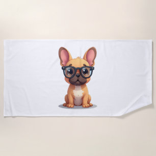 Serviette De Plage Bouledogue français portant des lunettes Copie