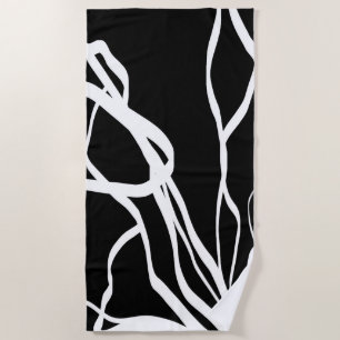 Serviette De Plage Bouquet Noir : Abstrait noir et blanc