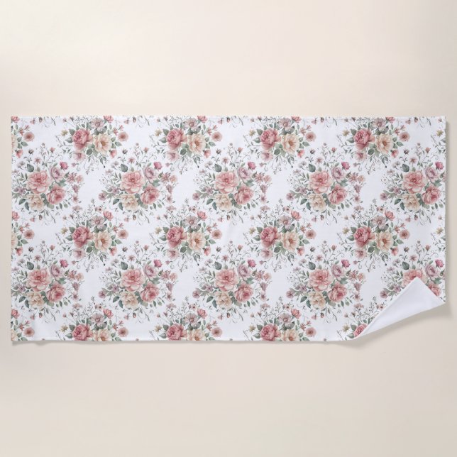 Serviette De Plage bouquets floraux vintage (Devant)