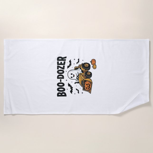 Serviette De Plage Bouteur fantôme de Halloween Design_1 (Devant)