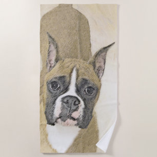 Serviette De Plage Boxer Peinture - Cute Original Chien Art