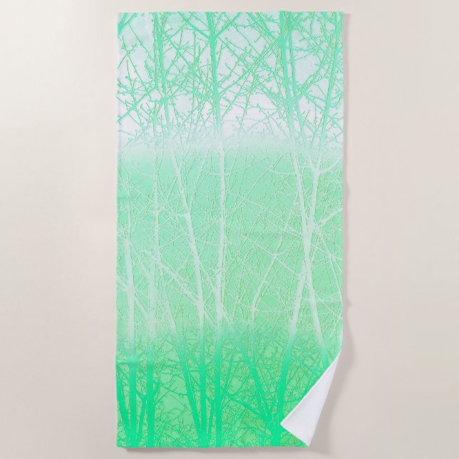 Serviette De Plage Branches de Menthe Verte Brumeuse Givrée (Devant)