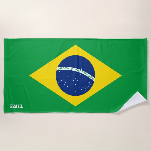 Serviette De Plage Brésil Drapeau magnifique patriotique (Devant)