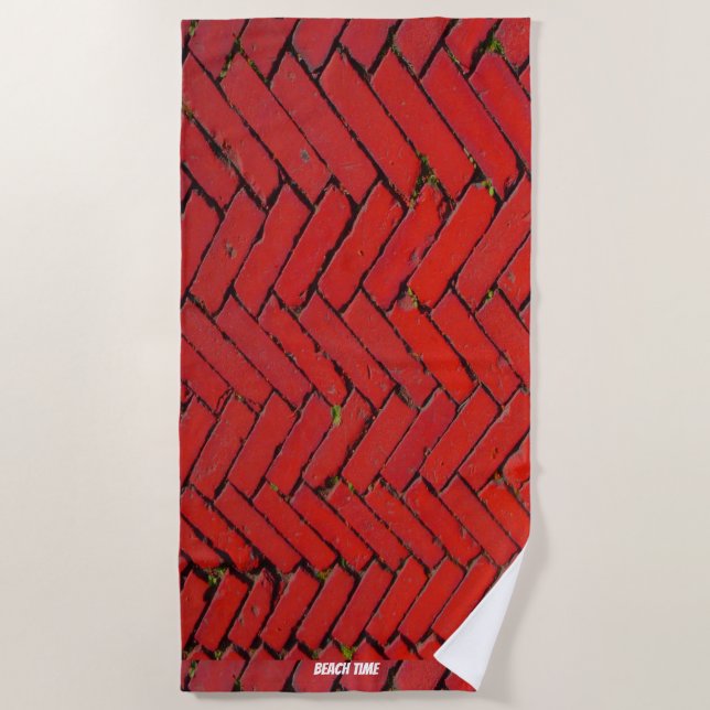 Serviette De Plage Brick rouge Chevron (Devant)
