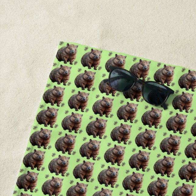 Serviette De Plage Brickwork Burrow : Une toile verte de Wombat, (En situation)
