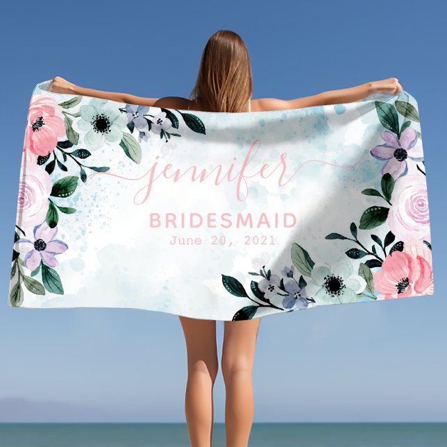 Serviette De Plage Bridesmaid Bachelorette Party Nom personnalisé (Bridesmaid Bachelorette Party Personalized Name Beach Towel)
