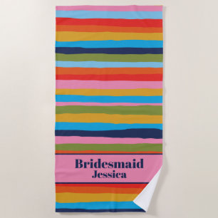 Serviette De Plage Bridesmaid Coloré Serrate Stripes Motif