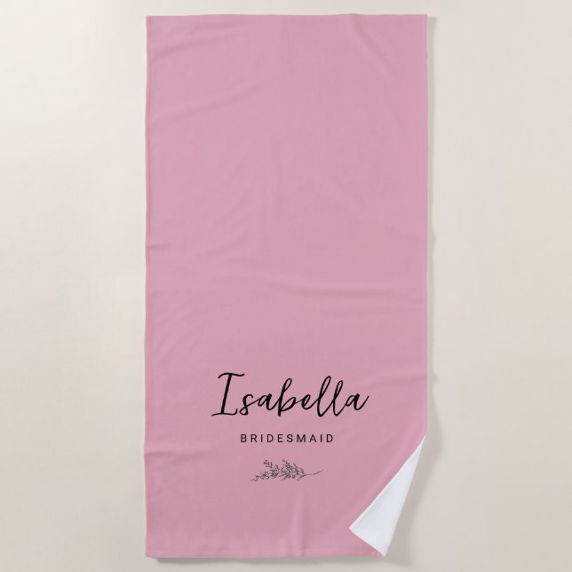 Serviette De Plage Bridesmaids Mauve Botanical (Devant)