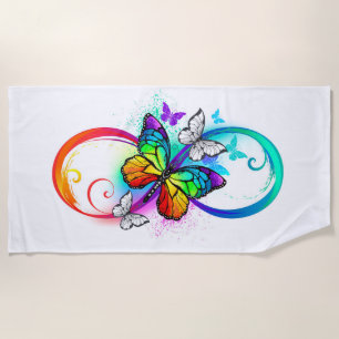 Serviette De Plage Bright infinity with rainbow butterfly