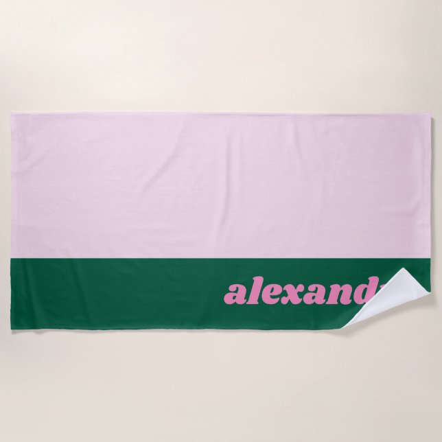 Serviette De Plage Bright Pastel Color Block Pink Green Personalized  (Devant)