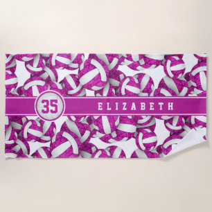 Serviette De Plage Bright rose violet volleyballs motif son nom
