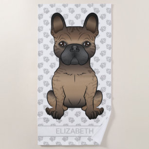 Serviette De Plage Brindle French Bulldog / Frenchie Cute Chien & Nom