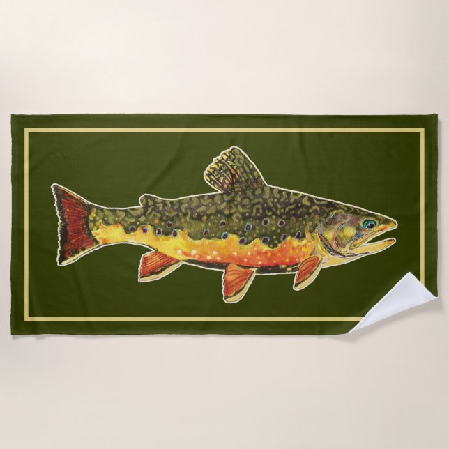 Serviette De Plage Brook Trout Fly Fishing Ichthyology Beach Towne (Devant)
