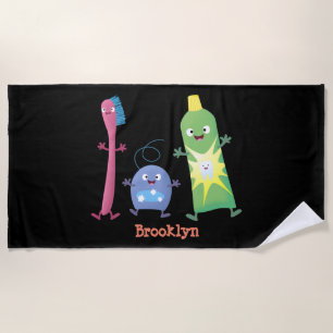 Serviette De Plage Brosse à dents mignonne dentifrice dentaire soie d