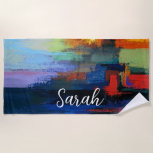 Serviette De Plage Brosse à peinture colorée moderne Cadeaux personna