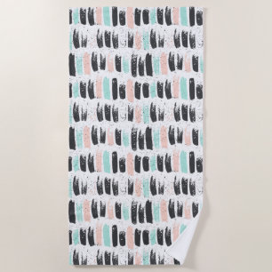 Serviette De Plage Brosses et motif de courses d'encre