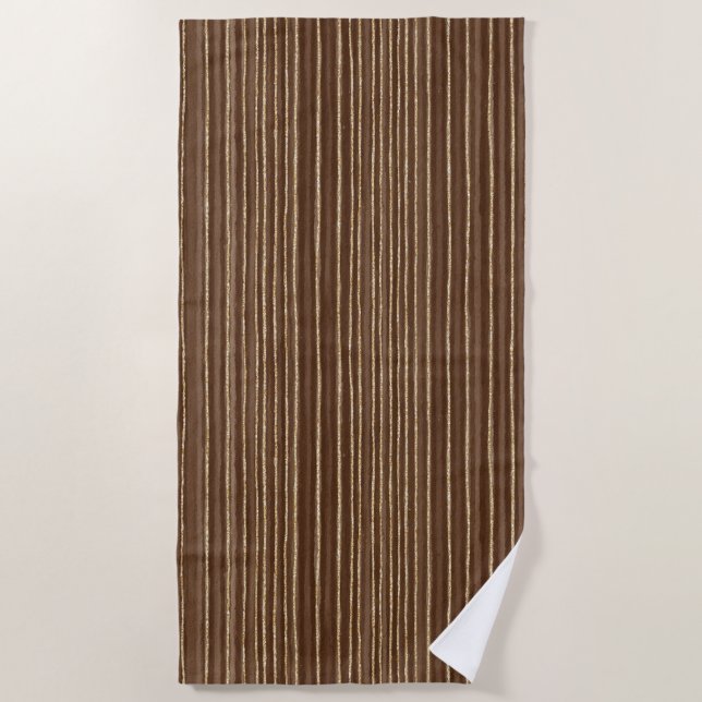 Serviette De Plage Brown Gold Stripes   (Devant)