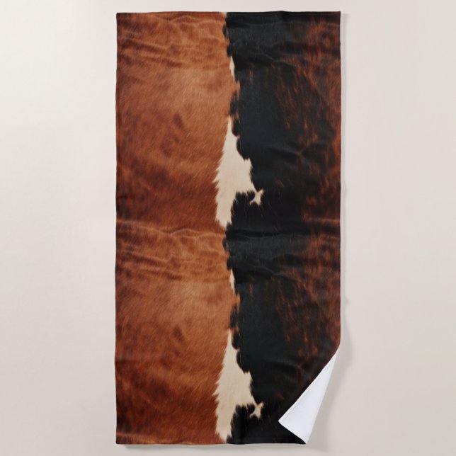 Serviette De Plage Brown Noir Noir Faux Cowhide (Devant)