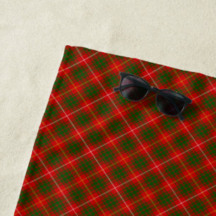 Serviette De Plage Bruce tartan rouge vert plaid