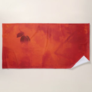 Serviette De Plage Brûlé Orange Persimmon Feuilles Abtract Automne