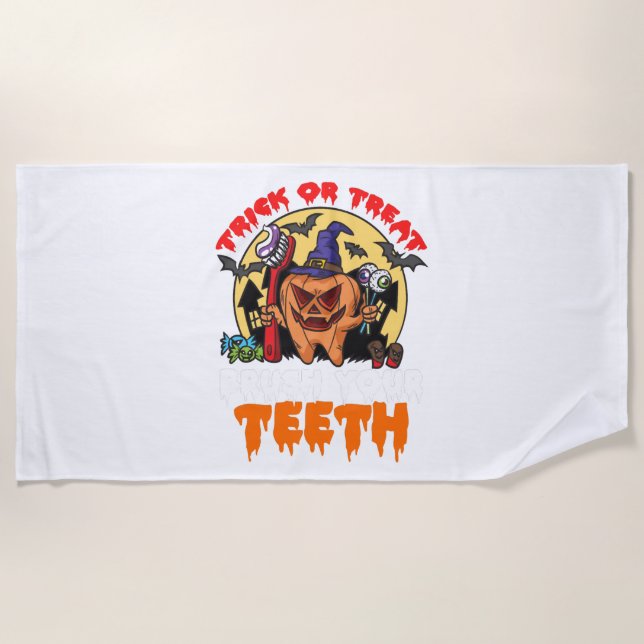 Serviette De Plage Brush Your Teeth Funny Dental Hygiène Pun (Devant)