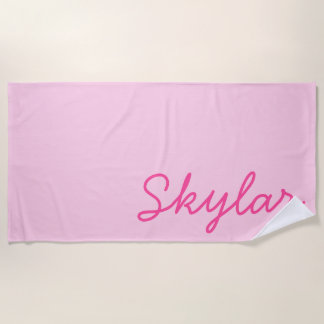 Serviette De Plage Bubble Gum rose Hot rose Nom Curseur personnalisé