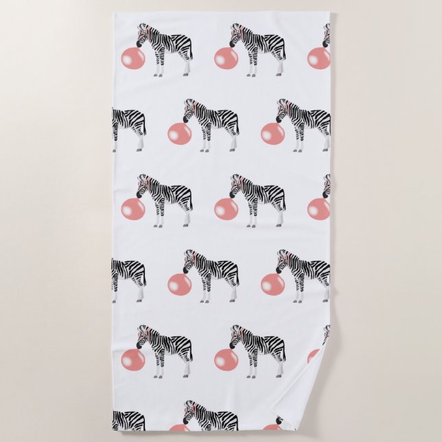Serviette De Plage Buble Gum Zebra Blowbble Motif (Devant)