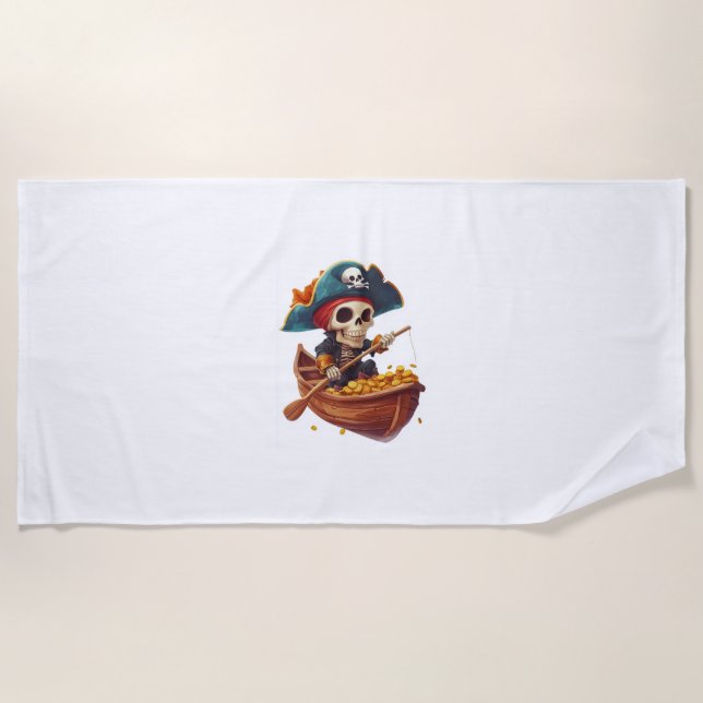 Serviette De Plage Buccaneer d'os - Drôle crâne de pirate (Devant)