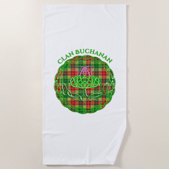 Serviette De Plage Buchanan Tartan Écossais Thistle Celtique (Devant)