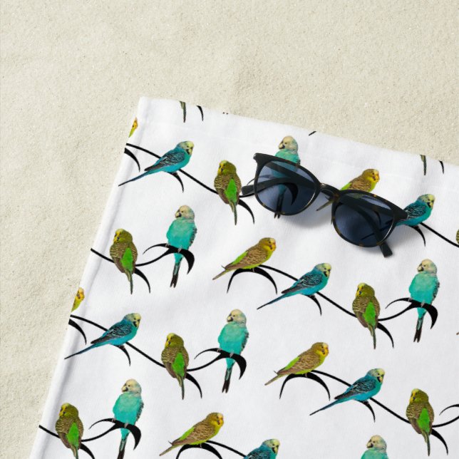 Serviette de plage Budgie Frenzy (choisir la coule (En situation)