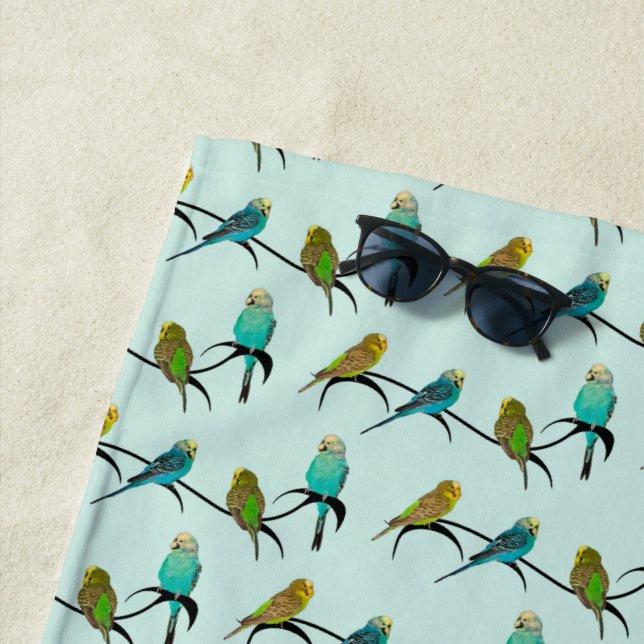 Serviette de plage Budgie Frenzy (Cyan) (En situation)