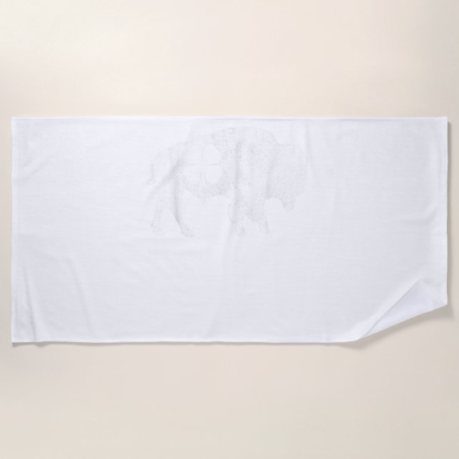 Serviette De Plage Buffalo Bison Cadeau St. Patrick's Day Shamrock Cl (Devant)