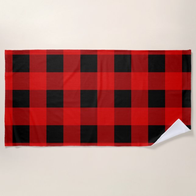 Serviette De Plage Buffle rouge et noir Plaid Holiday en vichy Bea (Devant)