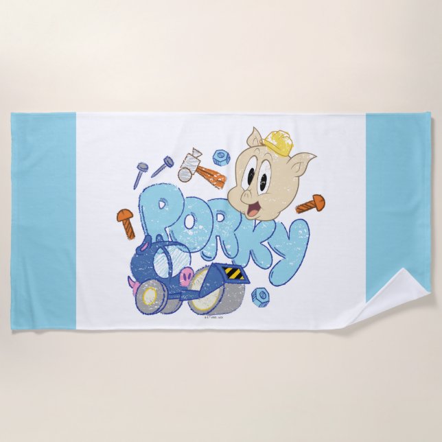 Serviette De Plage BUGS BUNNY BUILDERS™| Dessin de Porky (Devant)