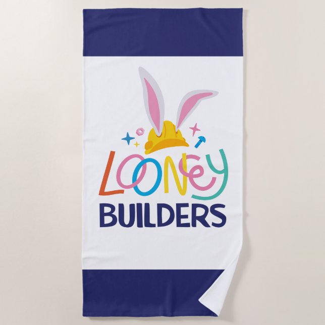 Serviette De Plage BUGS BUNNY BUILDERS™| Logo empilé Casque de Chanti (Devant)