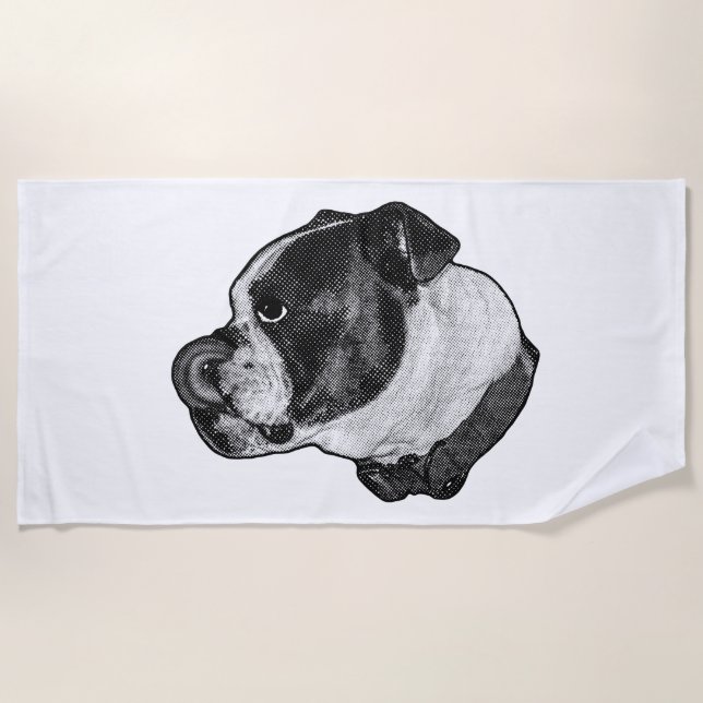 Serviette De Plage Bulldog Nose-Lick Towel (Devant)