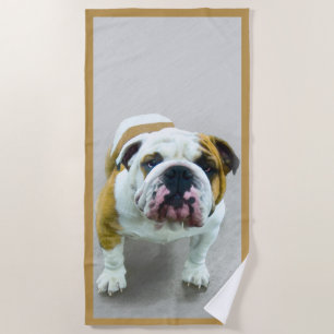 Serviette De Plage Bulldog Painting - Cute Original Dog Art