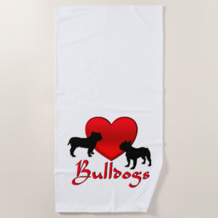 Serviette De Plage Bulldogs de coeur