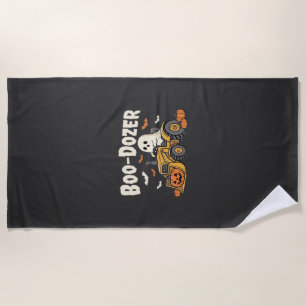 Serviette De Plage Bulldozer fantôme de Halloween Boo-Dozer Design_1