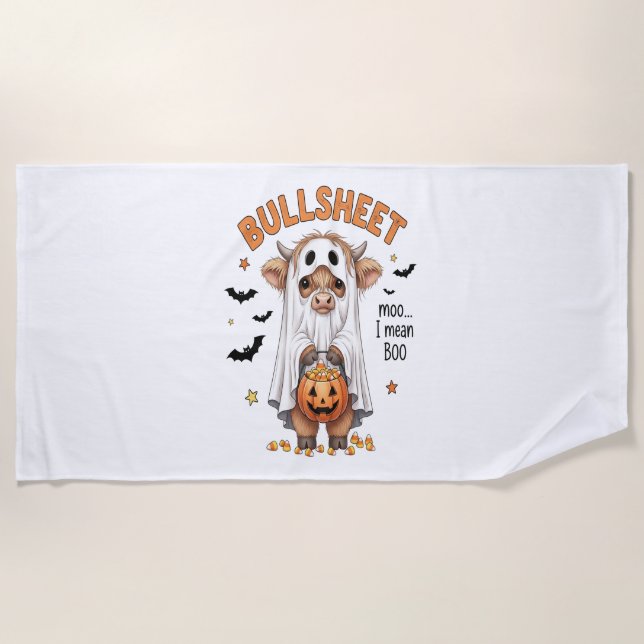 Serviette De Plage Bullsheet Highland Cow Funny Ghost (Devant)