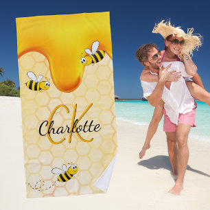 Serviette De Plage Bumble abeilles miel nid d'abeille goutte de miel