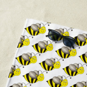 Serviette De Plage Bumble d'abeille noire d'insectes jaunes