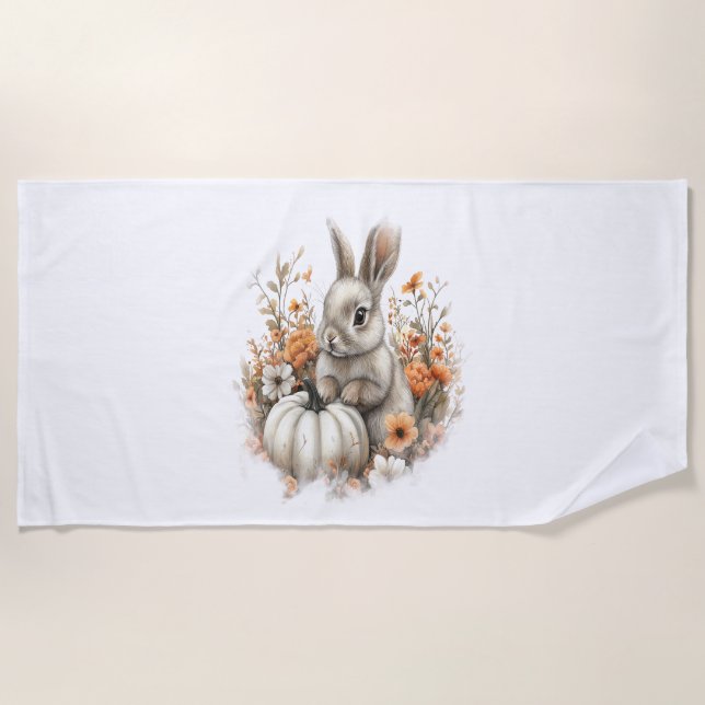 Serviette De Plage Bunny Shirt Citrouille du pays (Devant)