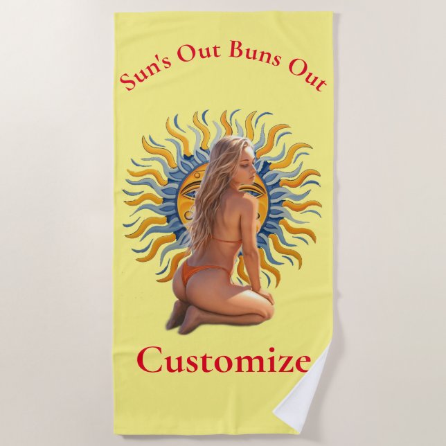 Serviette De Plage Buns Out Bikini Beach Girl Thunder_Cove (Devant)