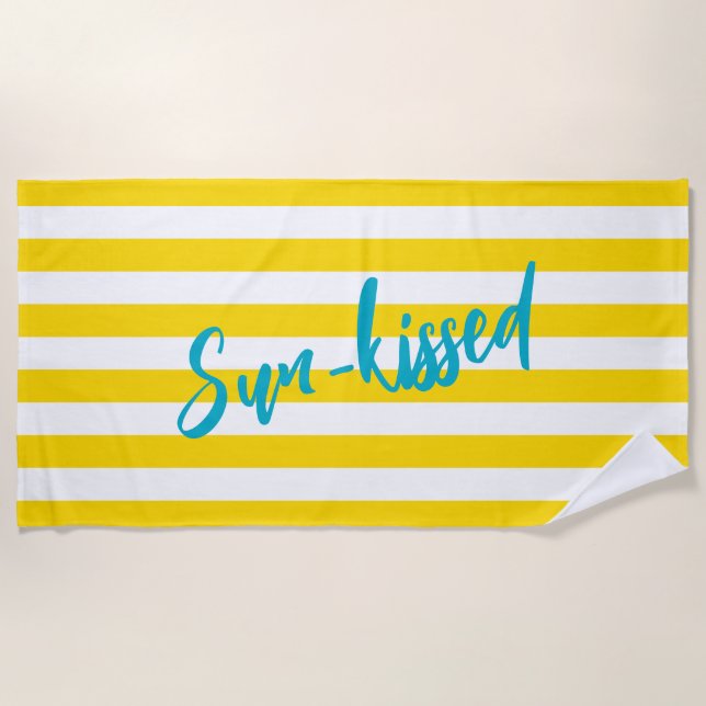Serviette De Plage Cabane rayée mignonne baisée par le soleil Soirée  (Devant)