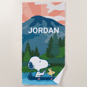 Serviette De Plage cacahuètes Canoë Snoopy & Woodstock