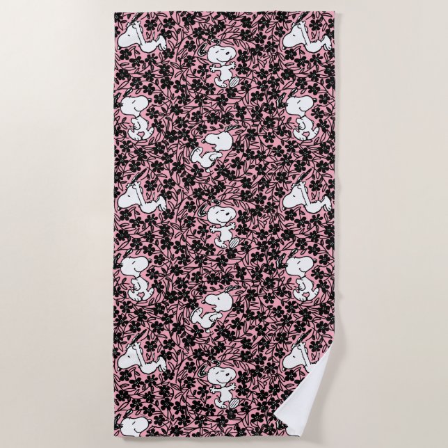 Serviette De Plage cacahuètes | Snoopy Flower Vine Motif (Devant)