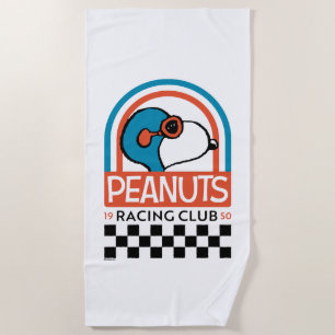 Serviette De Plage cacahuètes   Snoopy Racing Club